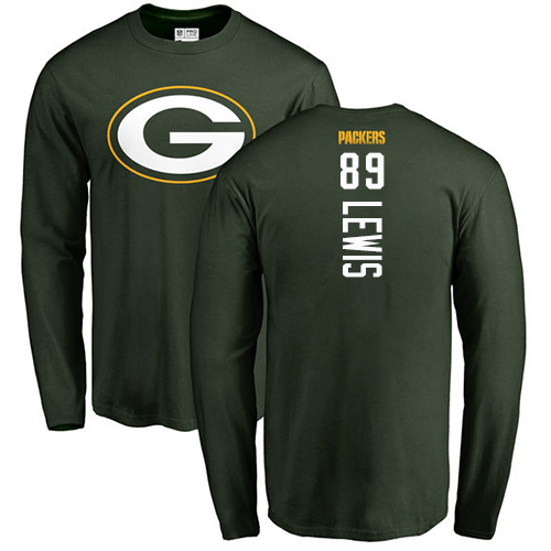 Men Green Bay Packers Green #89 Lewis Marcedes Backer Nike NFL Long Sleeve T Shirt->green bay packers->NFL Jersey